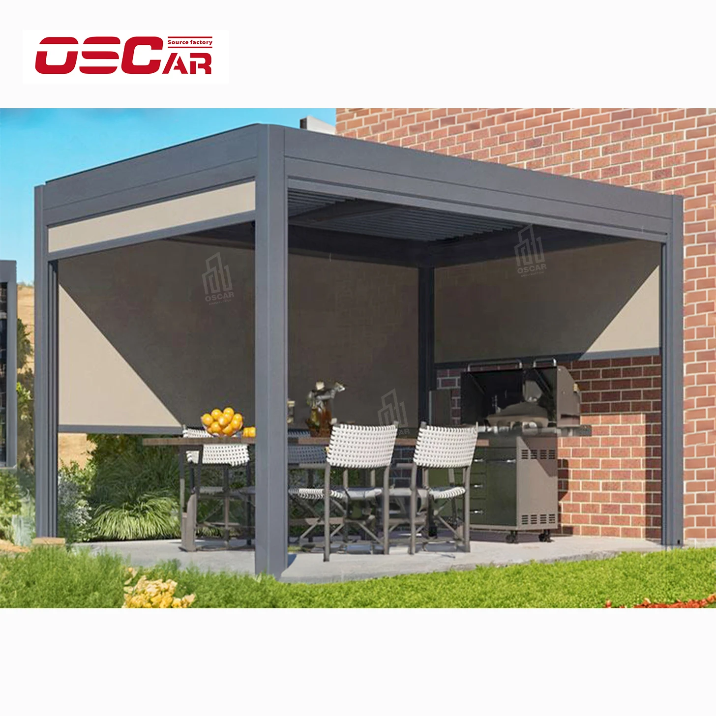 Pergola Gazebo Pergolas-De-Metal Sunrooms &Amp Glass Houses Sunroom 4 Season Manufacturers Aluminium Electric 3X4m Pavilion