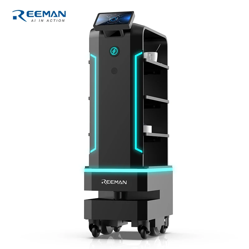 China Delivery Robot Company Restaurant Shopping Malls Hospitals Delivery Server Robot Car For Food Delivery