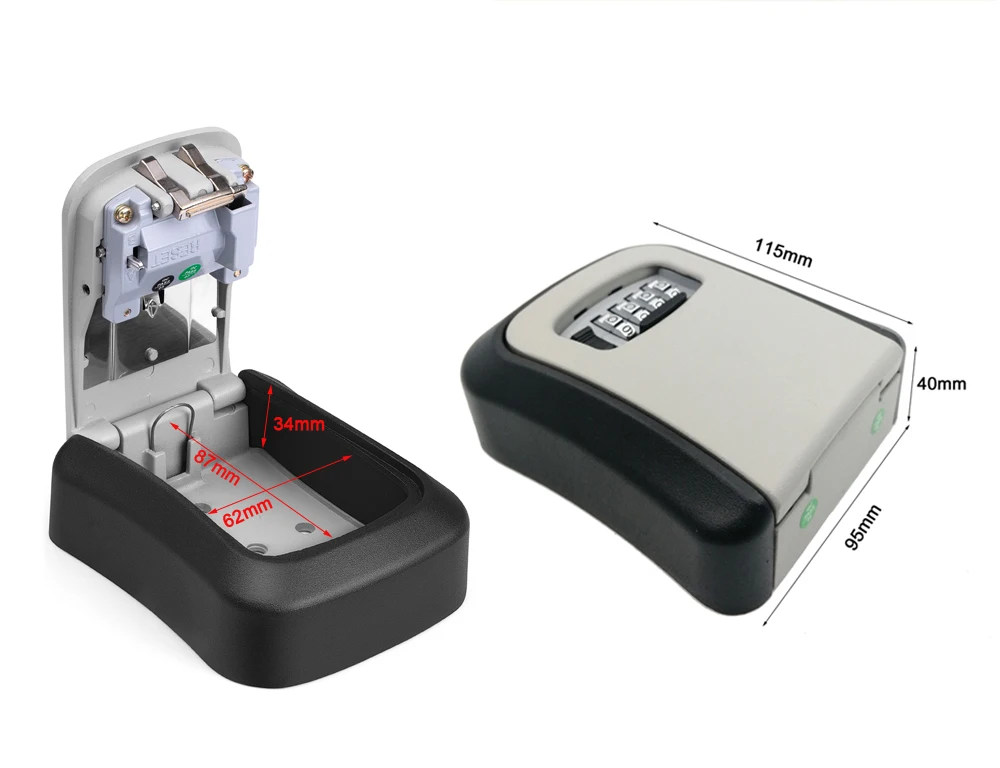 wall mounted combination lock key storage box outdoor waterproof 4 digital password key safe lock box