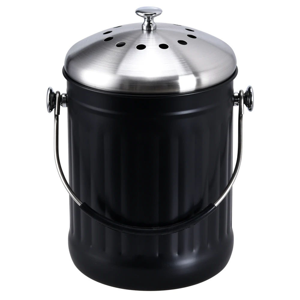 5L 1.3 gallons home apartment compost bin pail kitchen stainless steel manufacturer factory