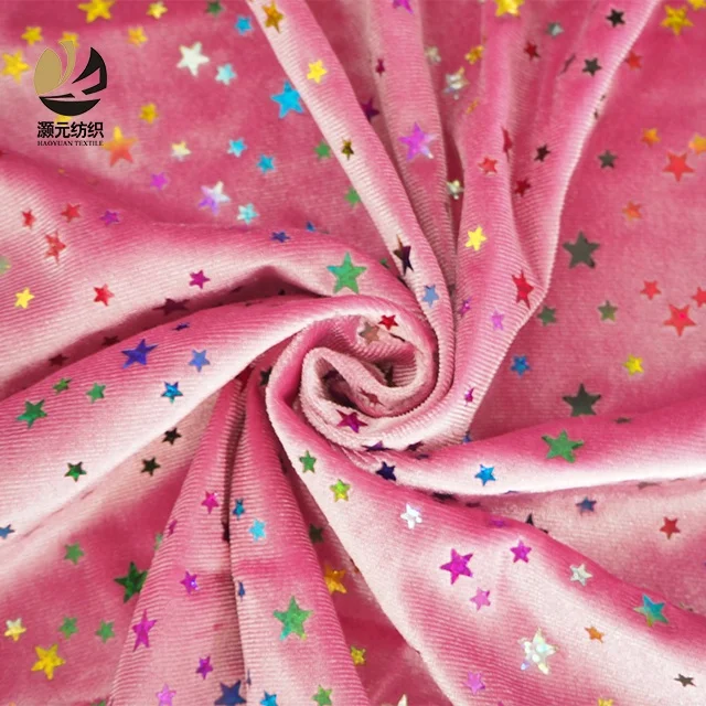 New velvet soft fabric star sequins design colorful knitted fabric for dress