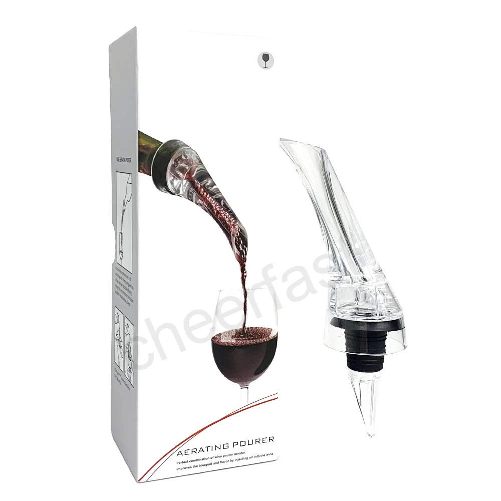 Easy To Clean Acrylic Material Instant Wine Aerator Diffuser Pourer And Decanter Spout Plastic Wine Bottle Aerating Pourer