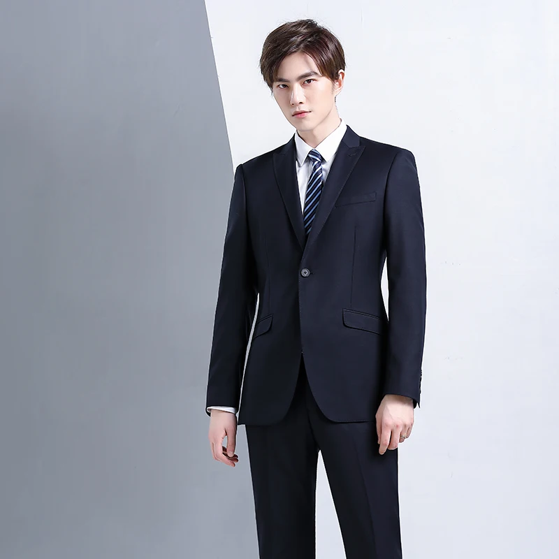 Formal Custom Made Suit Italian Style v-neck Men Black High End Suits