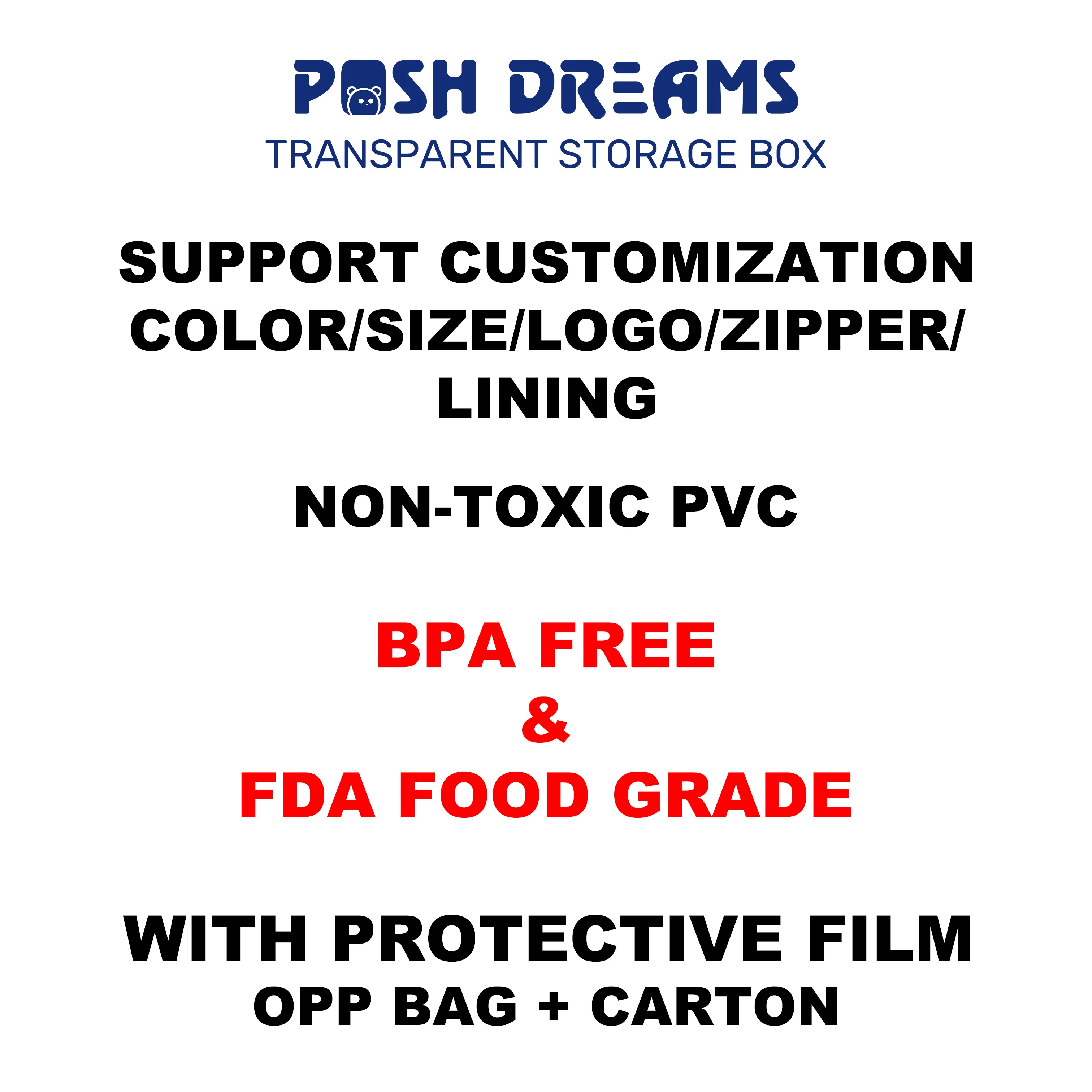 POSH DREAMS multifunctional zipper closure environmentally friendly material box safe and durable handmade storage storage bin