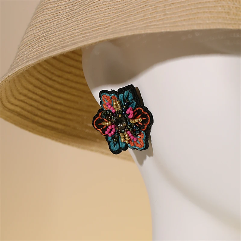 Jewelry Suppliers Selling Handmade Embroidered Stud Earrings Acrylic Floral Stud Earrings Jewelry