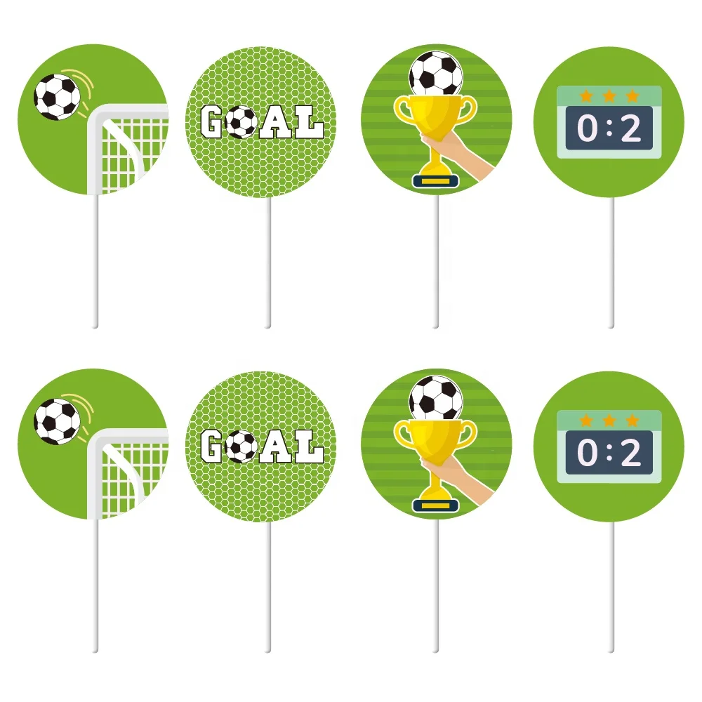 12 Pack Soccer Cupcake Toppers Football Shoe Champion Cup Cupcake Picks Sports Theme Birthday Party Cake Decoration Supplies