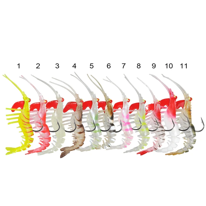 Soft Plastic Prawn Lure 7.5cm 5.9g single Hook Multi section Soft Shrimp Lures TPR Soft Fishing Lures