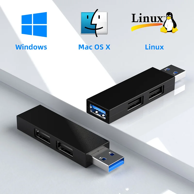3 in 1 Usb Hub Mini Size 3.0 Usb 2.0 Combo 3 Port Mini Portable Fast High Speed Hub