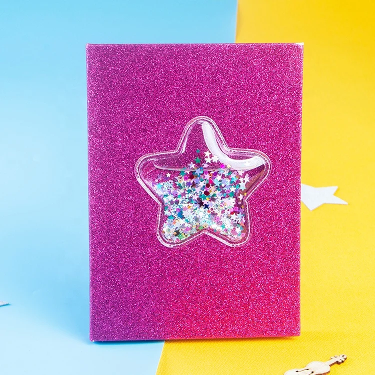 Custom Wholesale Hardcover Glue Bound Glitter Notebook, Pink Journal  Diary Glitter Notebook With Interesting Design