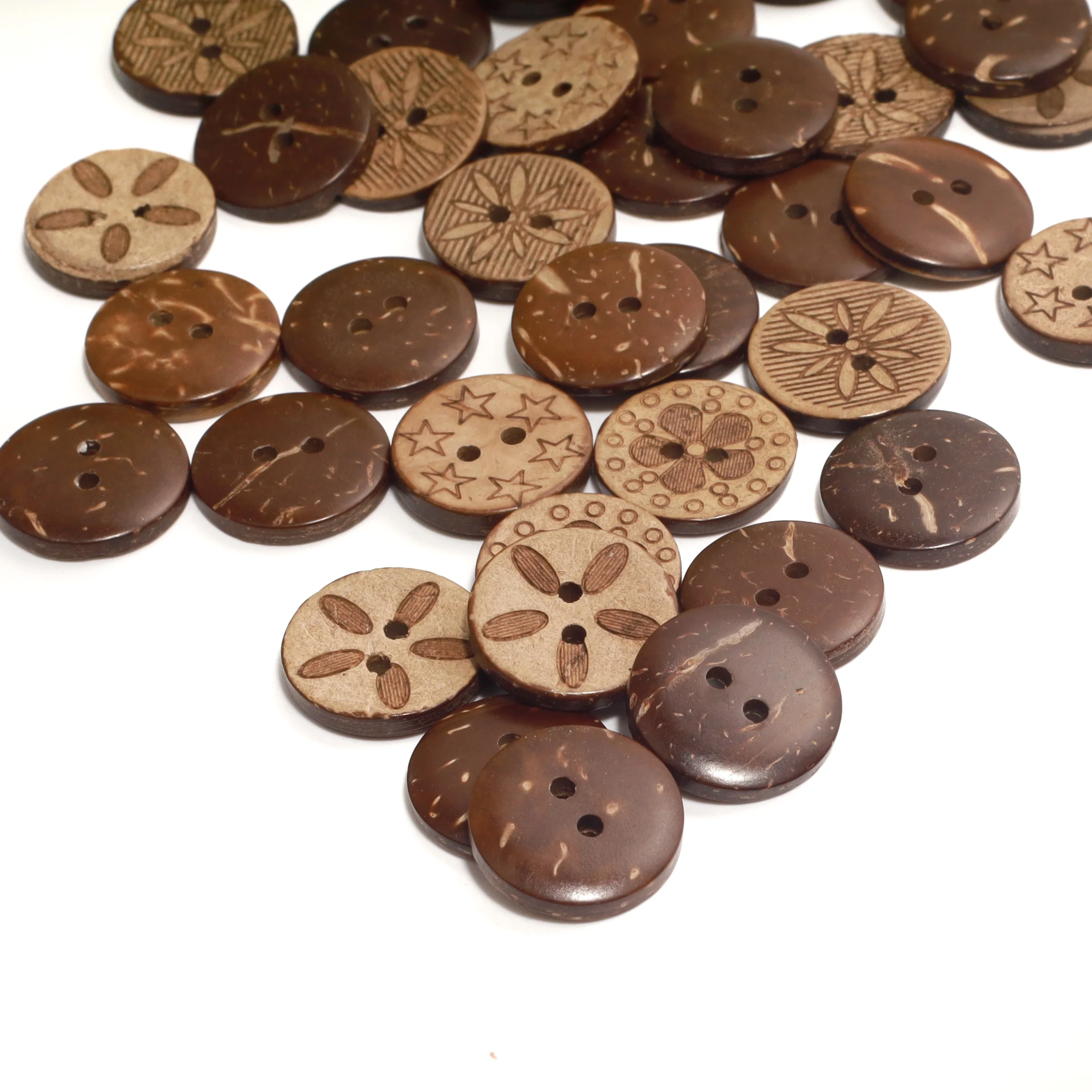 E01 Custom Printing Wooden Natural Round Vintage Baby Wholesalers Coat Coconut Shell Sewing Clothing Buttons