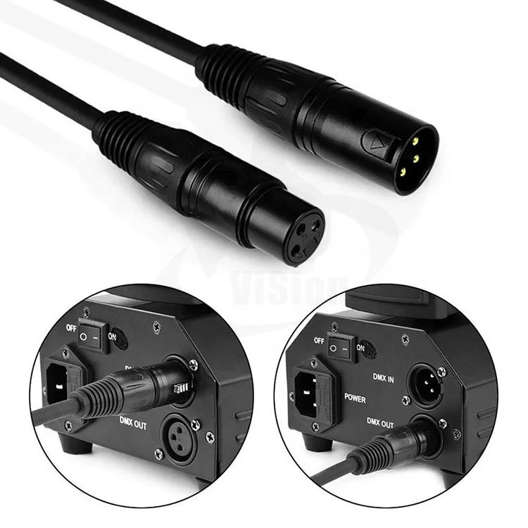 Flexible DMX Cable Old-Plated 3 Pin Signal XLR Male to Female DMX Cable Wire, Best for DJ Stage Par Light Moving Head Lights