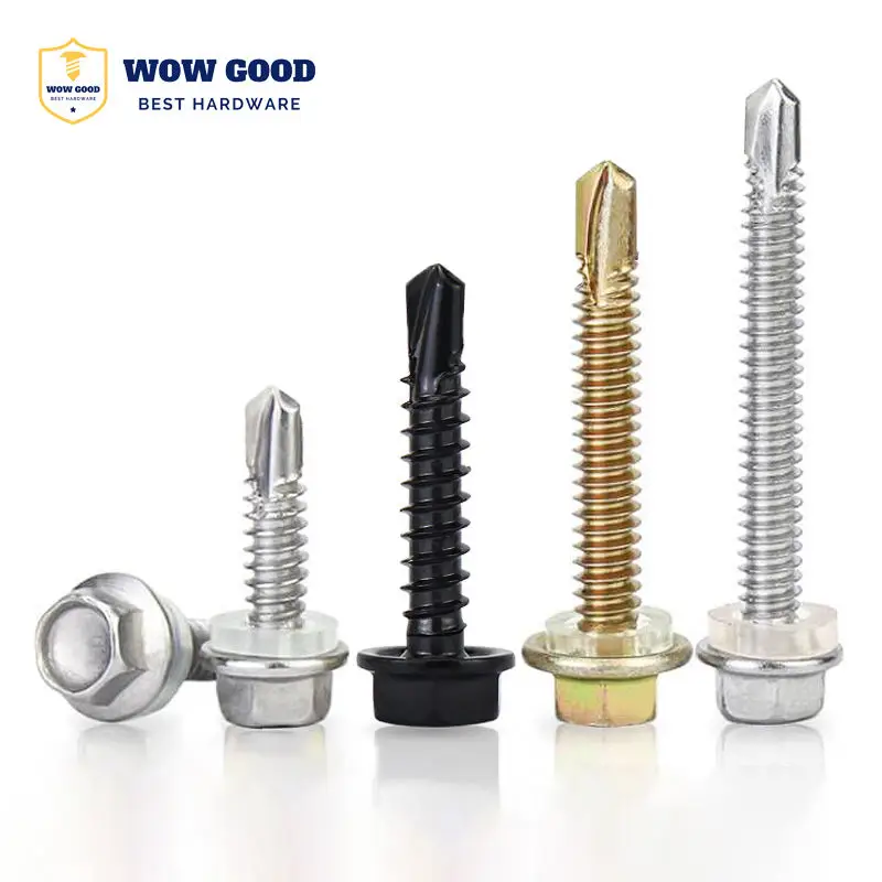 410 Stainless Steel Black gold Color zinc Hex Washer Head Self-tapping roofing Fast Self Tapping Drilling metal Screw for metal