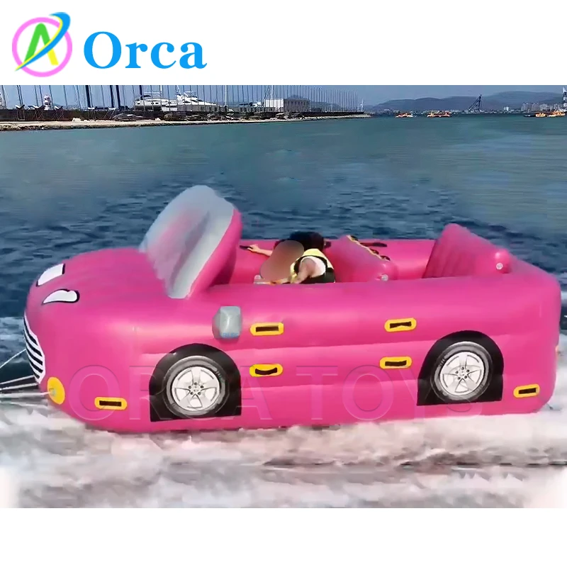 Fast Furious 4.8x2.4x1.6 Meter Inflatable Car Boat Popular Design Automobile Water Ride-ons for Sea Adventures and Towable Cars
