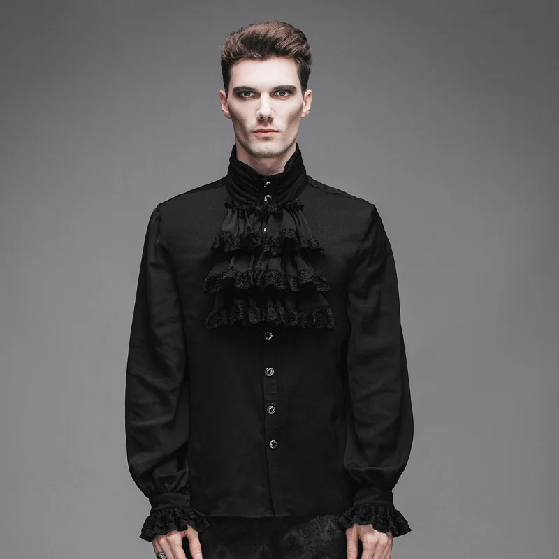 SJM126 Restless'N'Wild оригинальный дизайн черный готический фестиваль Высокий воротник мужские рубашки с галстуком-бабочкой