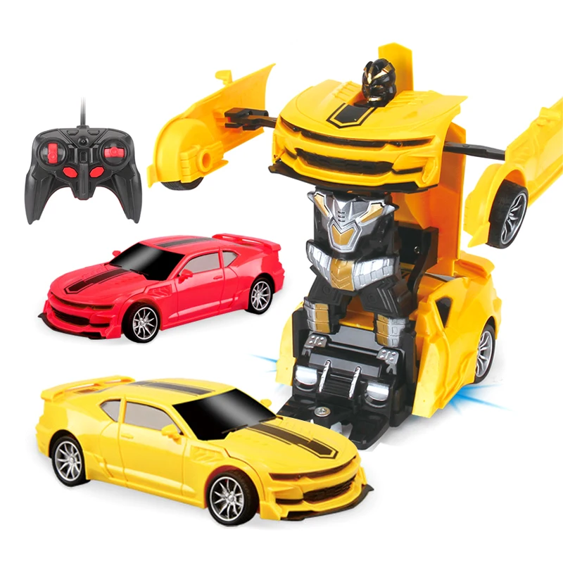 Wholesale 1:18 rc cartoon robot remote control deformation car toy with light