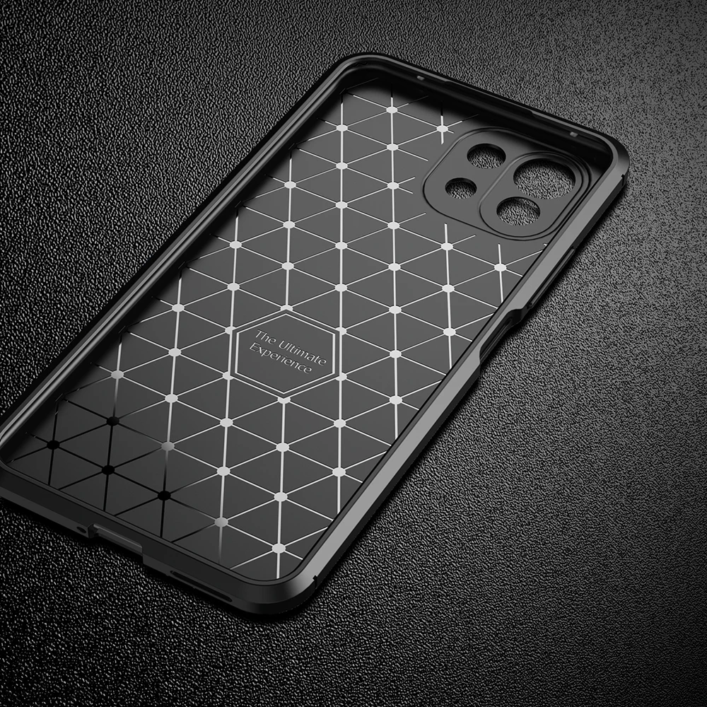 High Quality Shockproof  brushed Carbon Fiber bumper Silicone TPU Phone Case For Xiaomi Mi 11 Lite phone Accessories