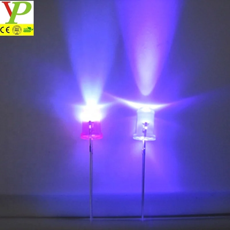 3v 5v 0.06w round led laser diodes 365nm 380nm 395nm purple/violet led 5mm