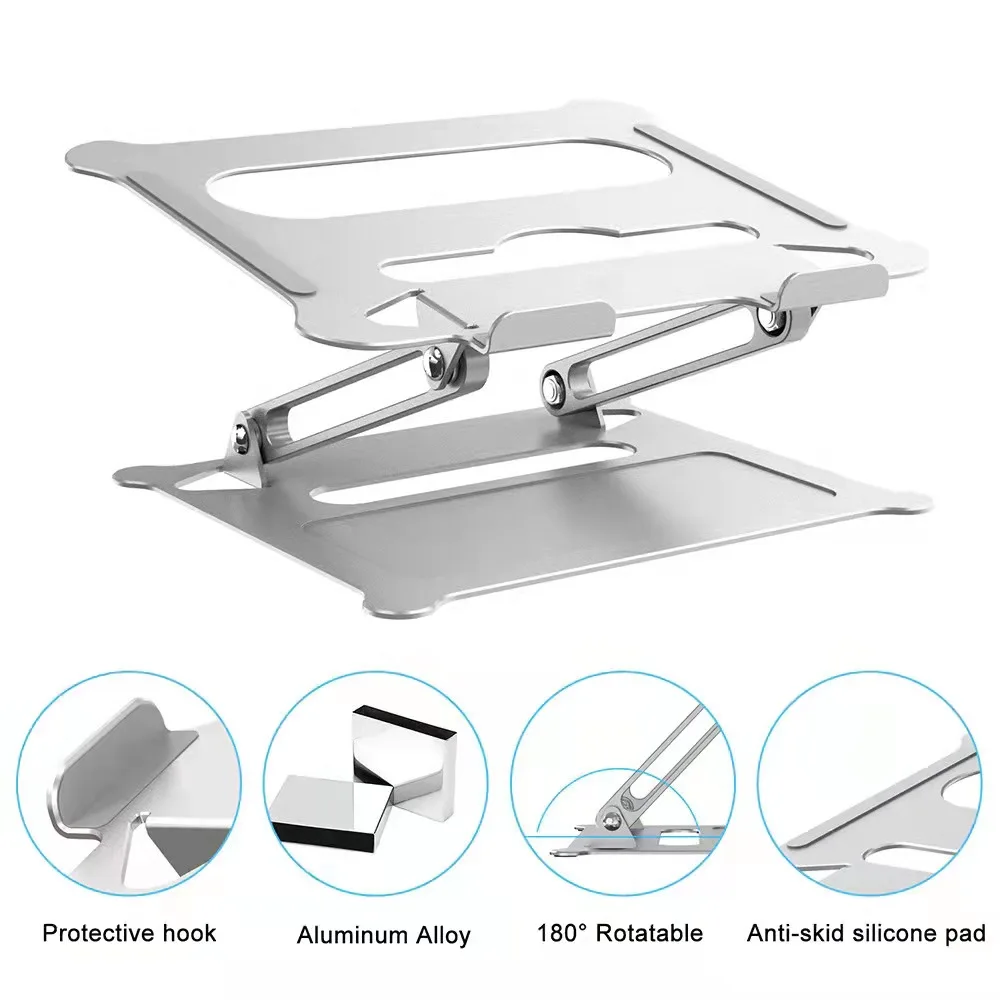 XSR Non-slip Adjustable Height Laptop Stand Folding Portable  Aluminum Alloy Holder for Notebook Computer 7-15 Inch