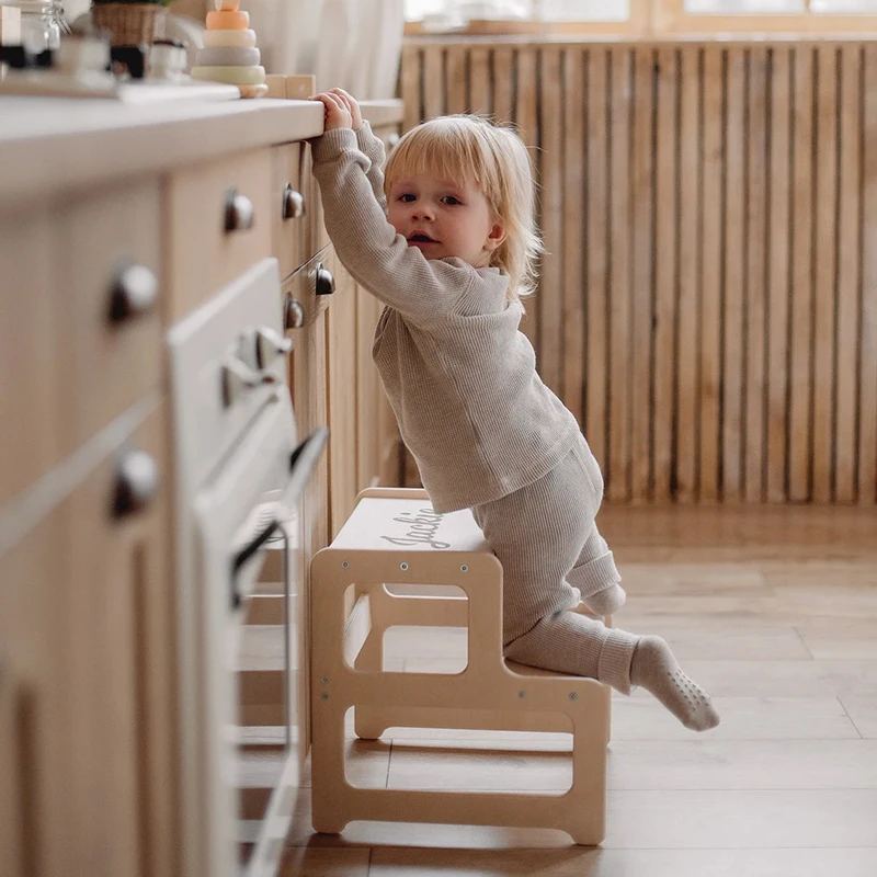 Ступенчатый табурет детский деревянный двухступенчатый мебель Монтессори производитель мебели на заказ OEM/ODM