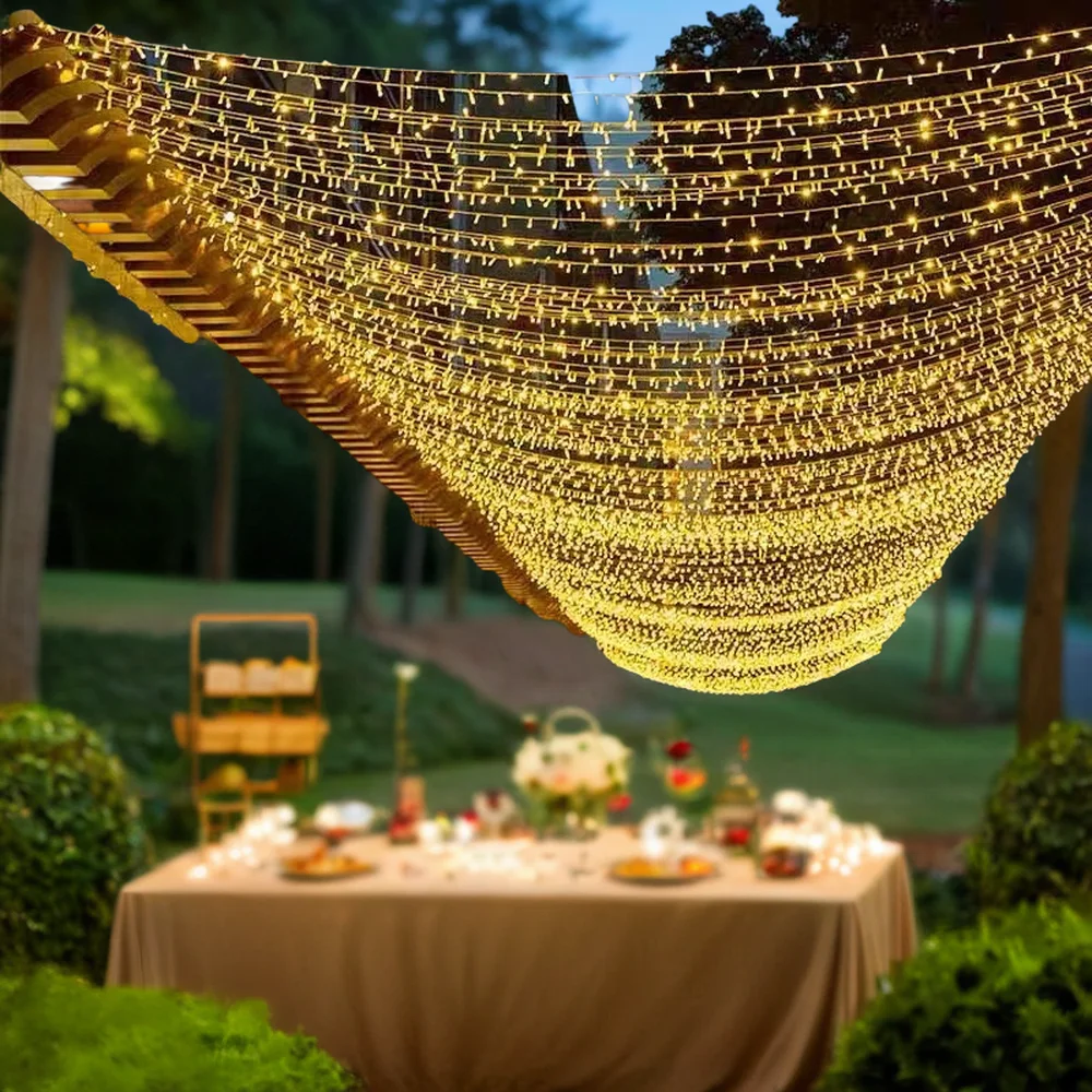 2024 Wholesale Waterproof IP65 Outdoor Christmas Fairy Lights 10m 100 Bulbs LED String in White Green Blue Pink 220V Voltage