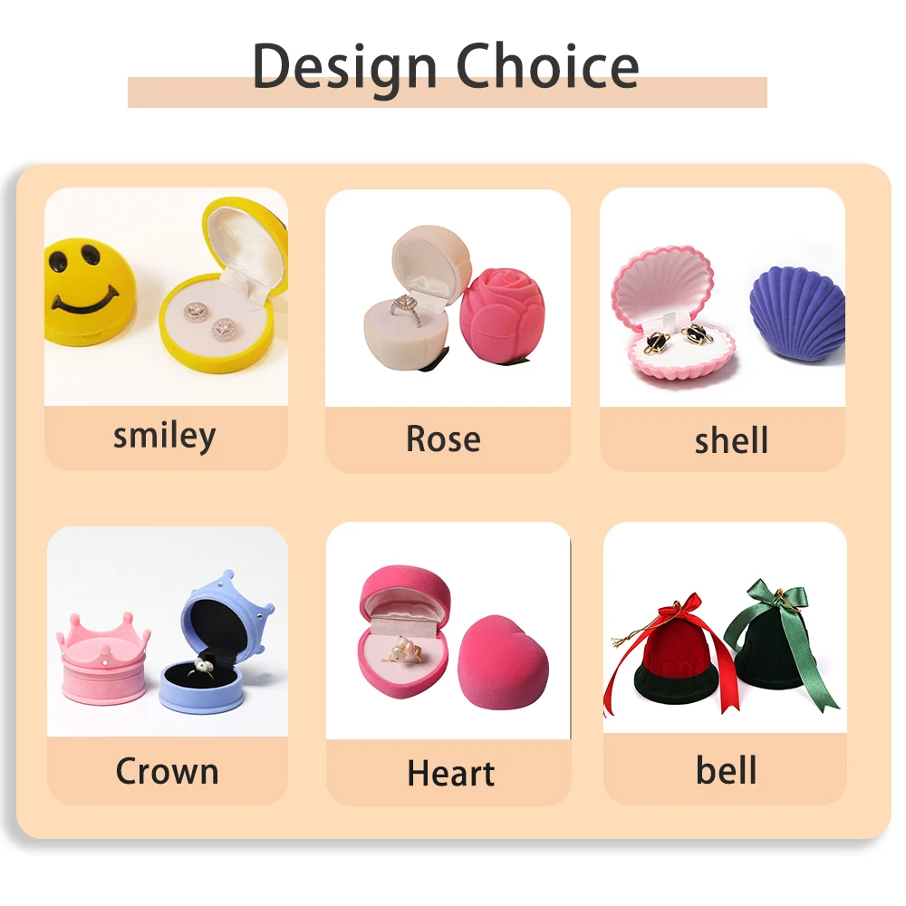 Cute Mini Jewelry Box Customized Logo Red Flocking Gift Packaging Lovely Earrings Ring Case