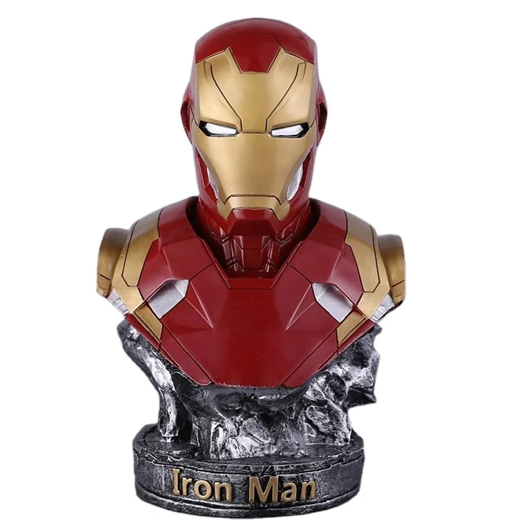 Hot products Home decor cartoon Marvel Red Iron Man can shine fiberglass bust resin statue