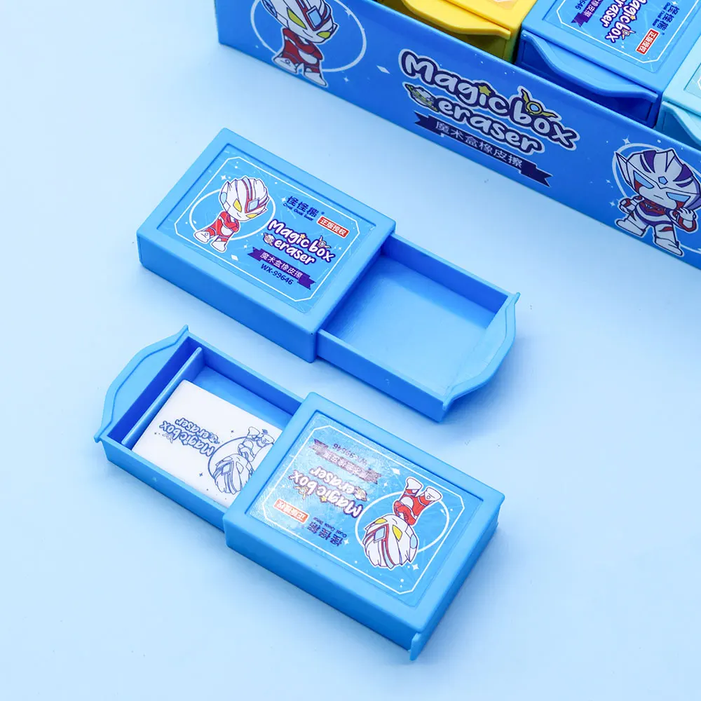 Anime Superman Magic Box Fun Eraser School Sample Kids Learning Stationery Gift Factory Colored rubber Factory for children