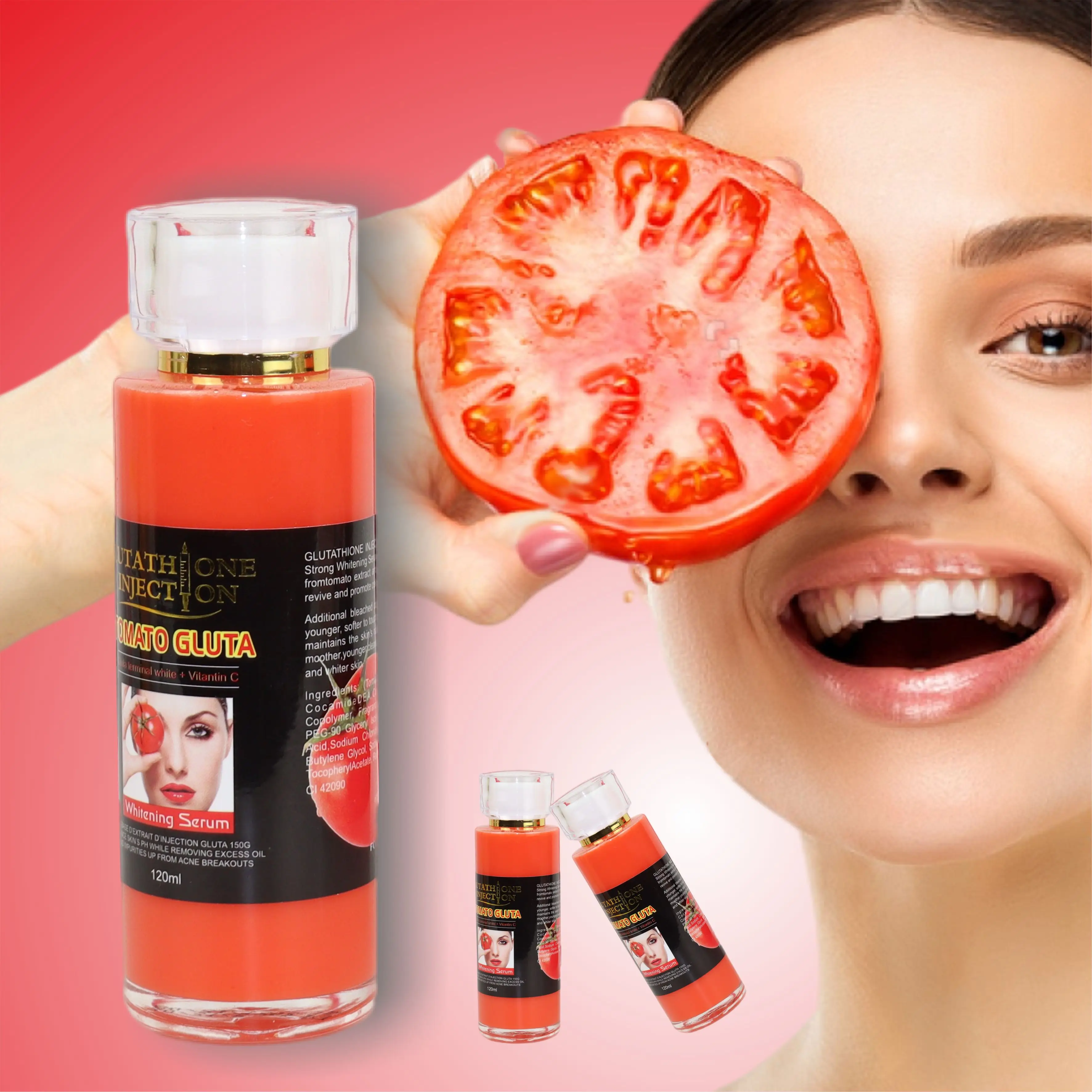 Красная жидкость фрукты молочная сыворотка красота отбеливающий Gluta анти-морщинки Гиалуроновая кислота Осветляющий гладкая лучший уход за кожей лица сыворотки коллагена