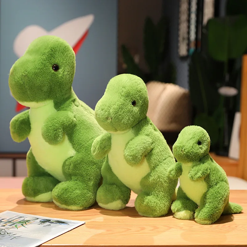 Hot selling super cute  4 types of green dinosaur plush animal toys  stuffed dinosaur doll