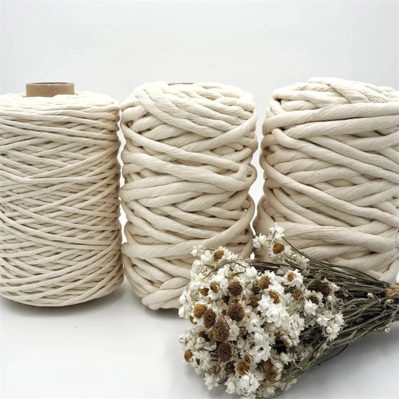 Ropemate 9mm Single Strand Natural White Macrame Cord 1Ply Premium Soft Cotton Rope for Craft Artisan Project