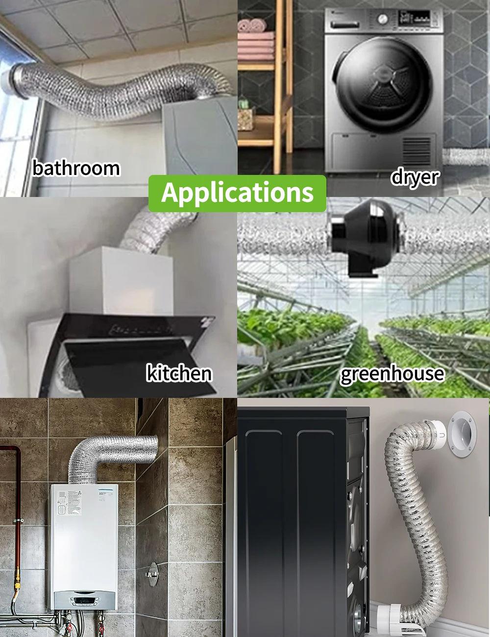 Lakeso Durable Aluminium Semi Rigid Flexible Duct Hose Temperature resistance 400