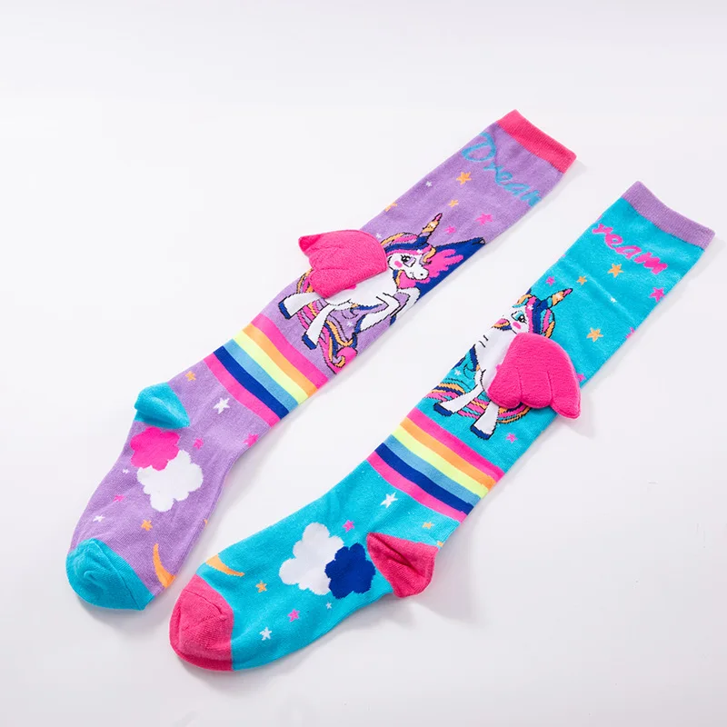 Drop shipping Cartoon Girls Socks Cute horse Print Animal Cotton  Kids Socks