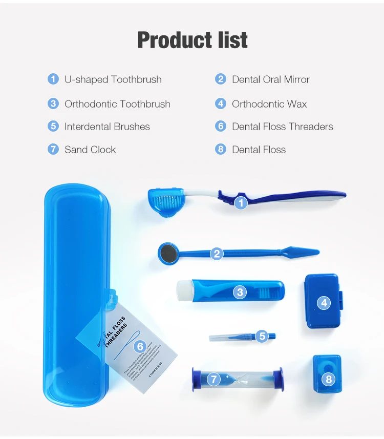Portable Orthodontic Toothbrush Kit Oral Care Dental Travel Kit Braces Cleaning Kit