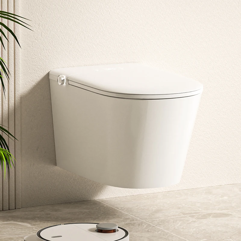 New Design P-Trap Wall Hung Smart Toilet With Tank Rimless Intelligent Sensor Flush Automatic Wall Mounted Toilet