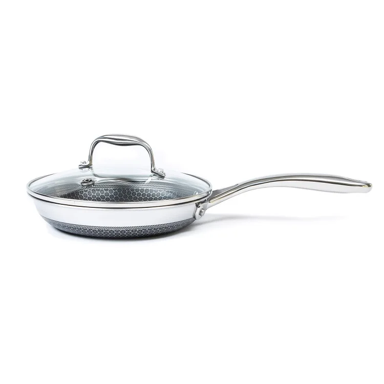 304 Stainless Steel Custom Kitchen Stainless Steel Non Stick Honeycomb Round Stir Frying Pan