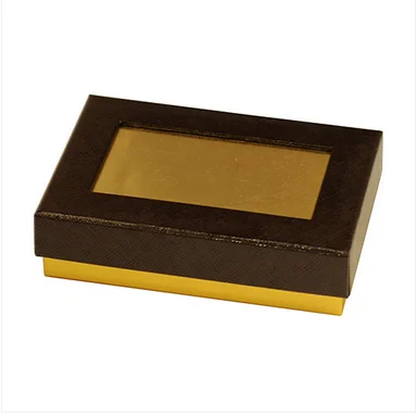 Eco Friendly Food Grade Cardboard Packaging Gold Paper Display Packaging Paper Gift Box With Clear Window