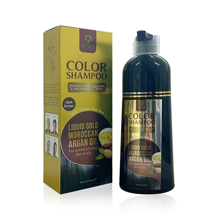 Private Label Hair Products 500ml Argan Oil Natural Black Hair Dye Shampoo tinte cabello Color