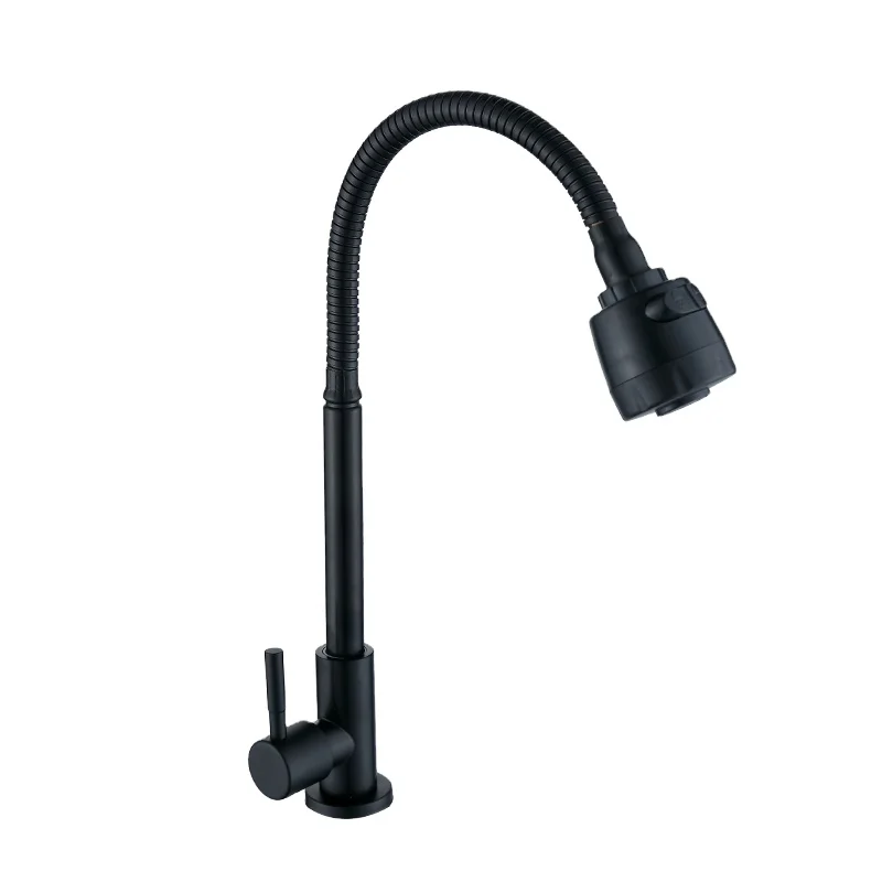 High-Quality  Best-Selling  Black  Stainless Steel 201 Body Straight  Round Kitchen Faucet