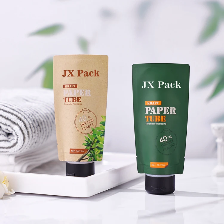 Eco friendly 50 70 ml cosmetic kraft paper tube eye face hand sunscreen bb cream lotion packaging plastic squeeze tube