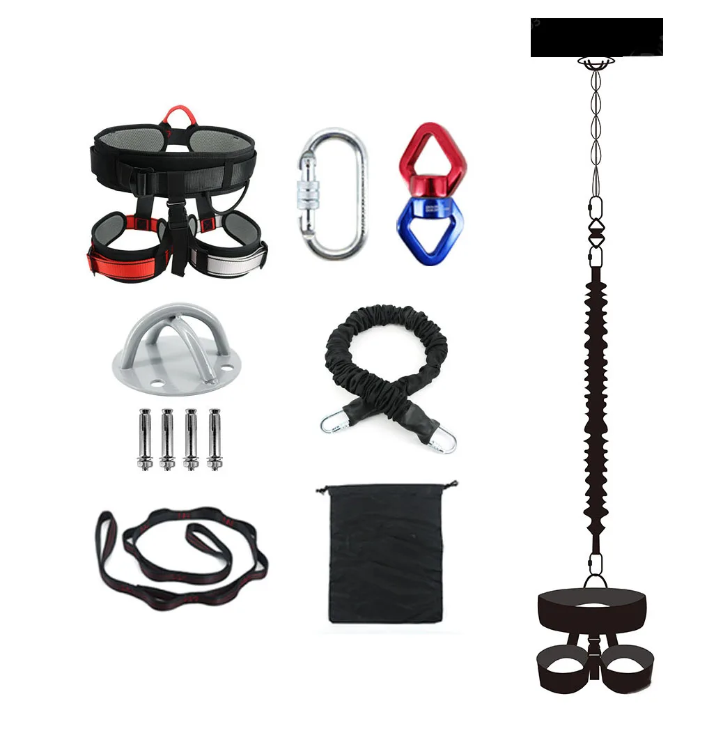 Indoor Yoga Professional Body Weight Fitness Flying Yoga Bungee Dance Cords With Hook Bungee Rope