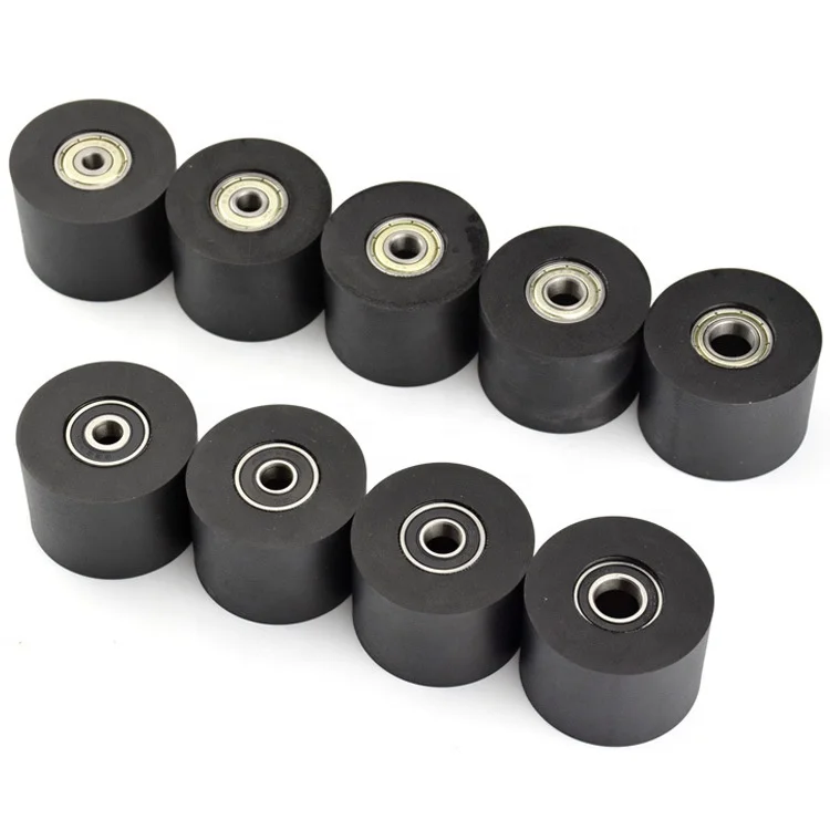 factory supply custom 8*40*20mm flat guide PU roller wheel sliding pressing pulley wheels with double bearing