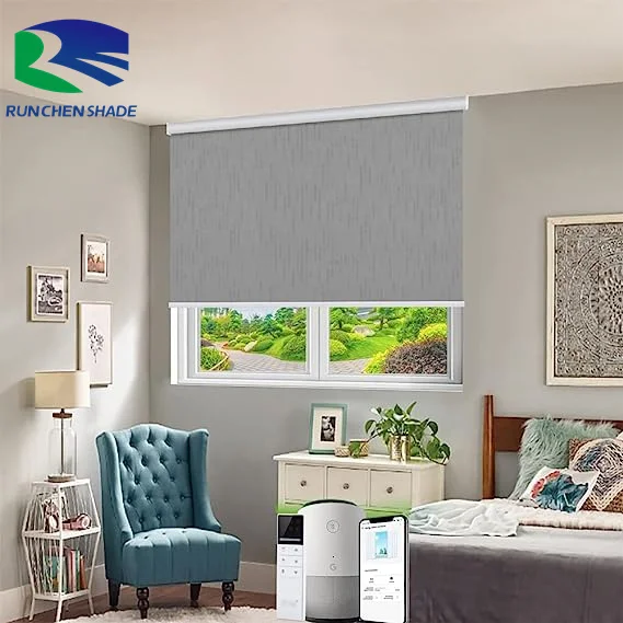 Customized Electric Motorized PVC and Polyester Roller Blinds Vertical Pattern Window Shades For Indoor