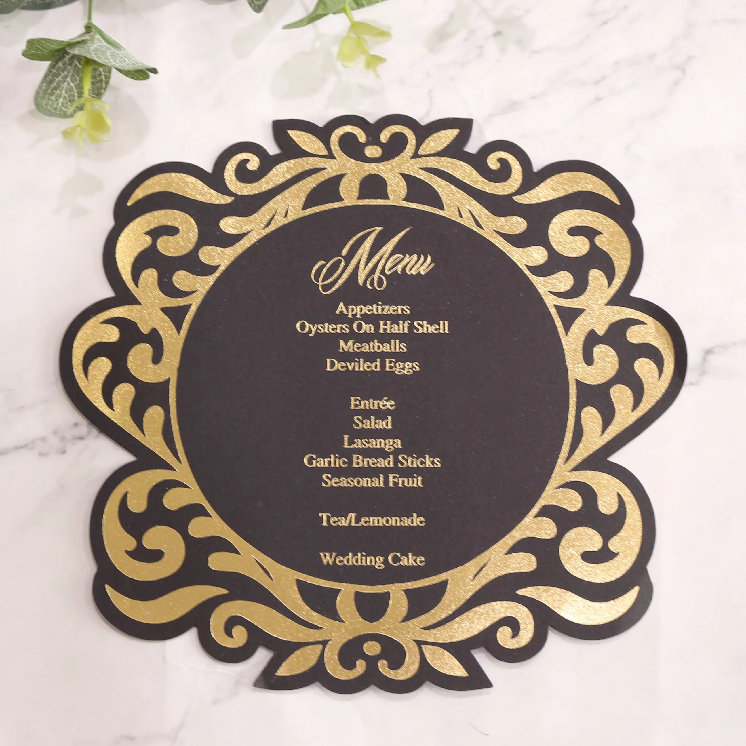 Wholesale Black And Gold Foil Restaurant Menu List Cards Custom Logo Luxury Paper Wedding Dinner Menus