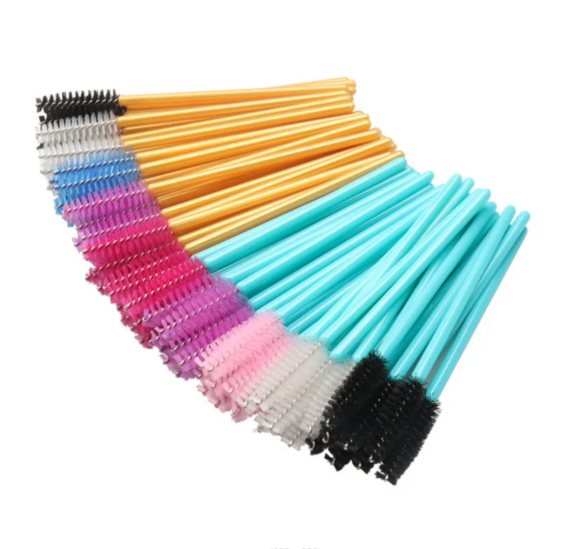 Custom 50 Pcs/Bag Lash Wholesale Disposable Mascara Wand clear handle pink eyelash glue brush cleaning lash wands eyelash brush