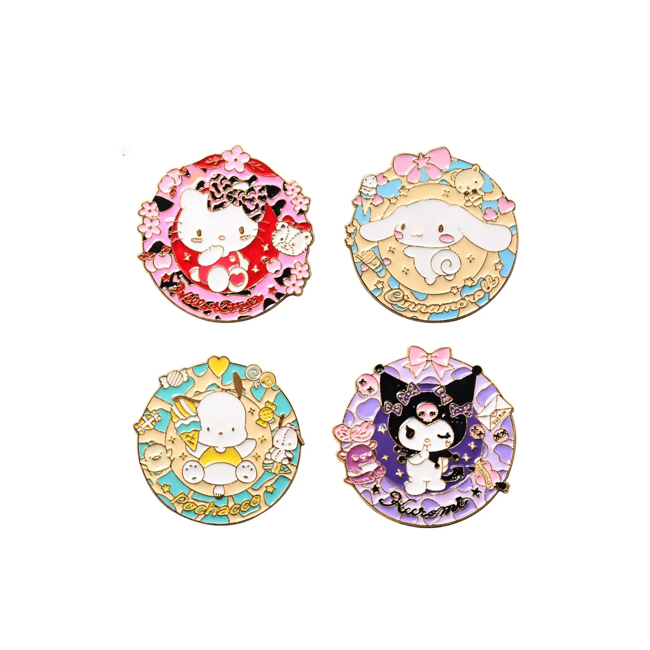 Cartoon Sanrio Enamel Pin Cute Melody Kuromi Cinnamoroll Pochacco Brooch Metal Badge