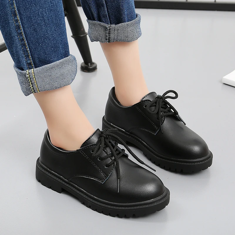 
Custom Teenage Boy Black Leather Uniform Shoes Children Dress School Shoes 