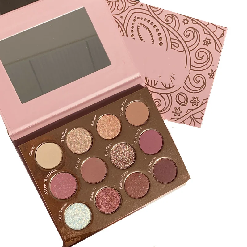 Twelve-color eyeshadow tray with  pearlescent, delicate and easy to color