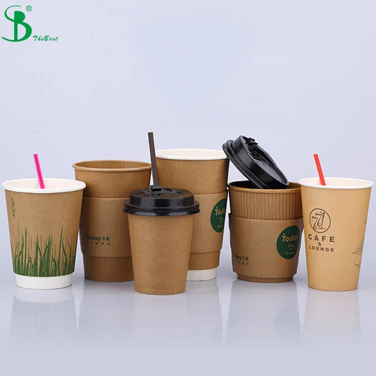  China hot 4oz 8oz 12oz paper cup custom double wall coffee sleeve with logo disposable