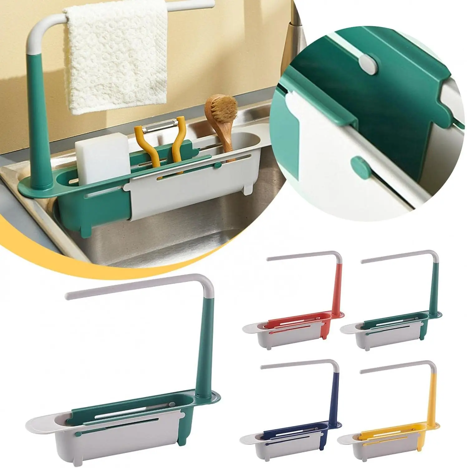 Wholesale Expandable Storage Basket Kitchen Plastic Telescopic Drain Sink Drain Rack Soap Sponge Holder Organizer Shelf