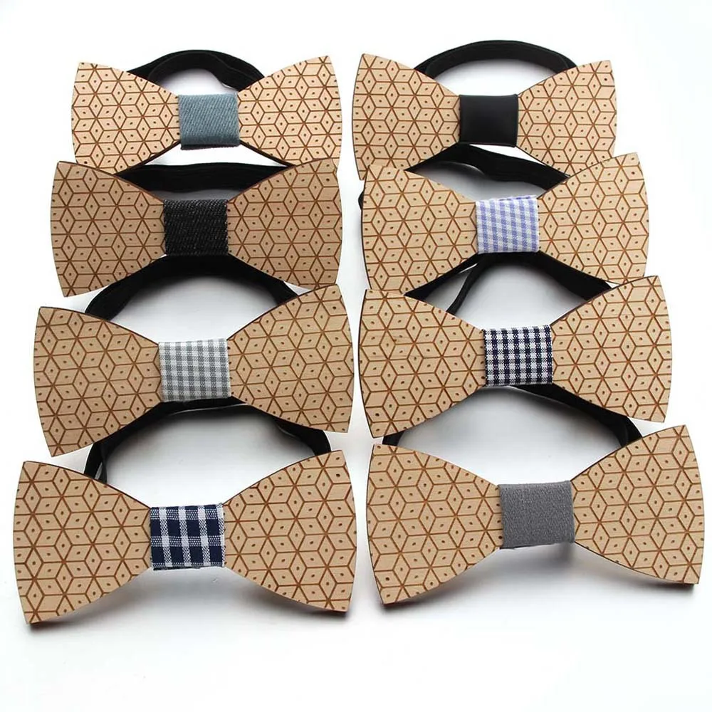Hesiod custom logo boy dog wooden bow tie for men  wooden bowtie